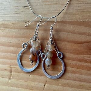 Elegant Silver and Sunstone Dangle Earrings